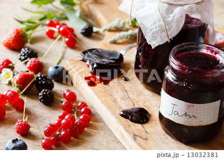 Berries jam on the table 13032381
