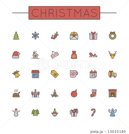 Vector Colored Christmas Line Icons 13035180