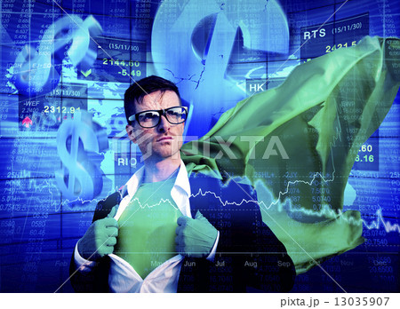 Superhero Businessman Stock Exchange Finance Concept 13035907