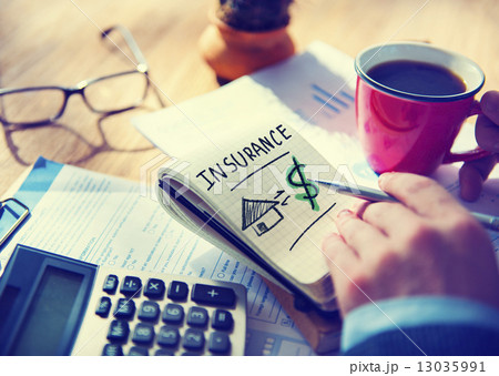 Businessman Notepad Word Insurance Concept Businessman Notepad Word Insurance Concept 13035991