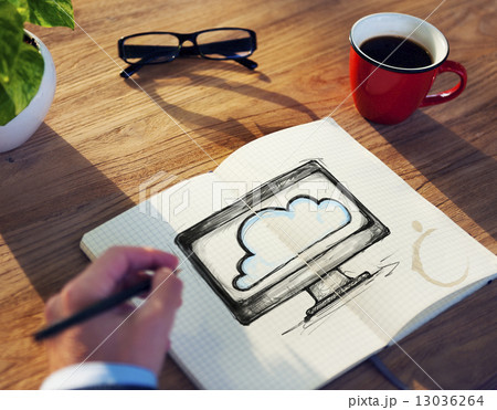 Man with Note Pad and Cloud Computing Concept Man with Note Pad and Cloud Computing Concept 13036264