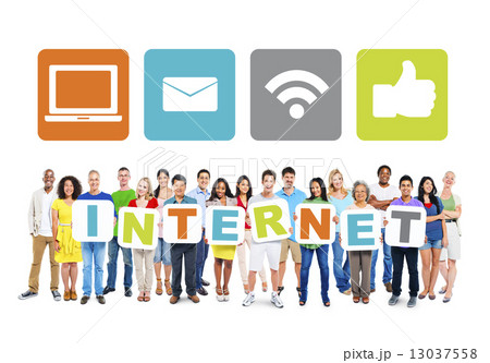 Multi-Ethnic Group Of People Holding Alphabet To Form Internet A Multi-Ethnic Group Of People Holding Alphabet To Form Internet A 13037558