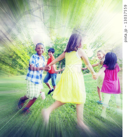 Group of Children Holding Hands Togetherness Concept Group of Children Holding Hands Togetherness Concept 13037559