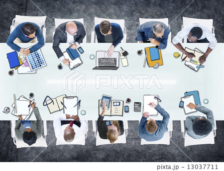 Group of Business People Meeting in Photo and Illustration 13037711