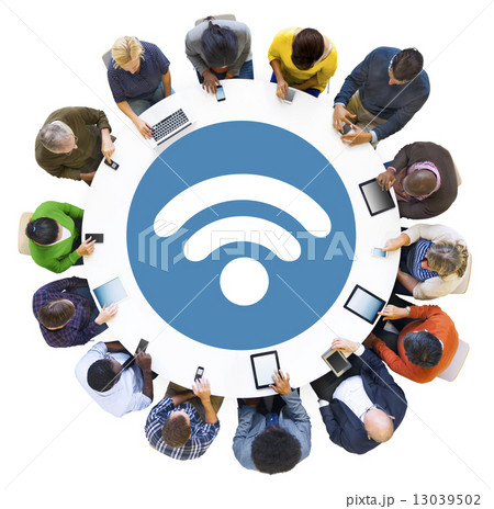 Diverse People Using Digital Devices with Diverse Symbol Diverse People Using Digital Devices with Diverse Symbol 13039502