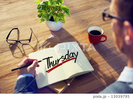 A Man Brainstorming about Thursday 13039795