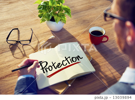 Man with a Note and a Single Word Protection Man with a Note and a Single Word Protection 13039894