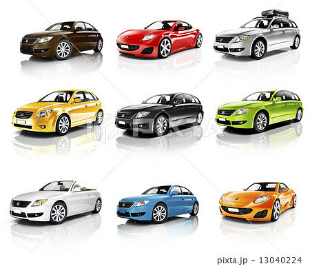 Collection of 3D Cars Isolated 13040224
