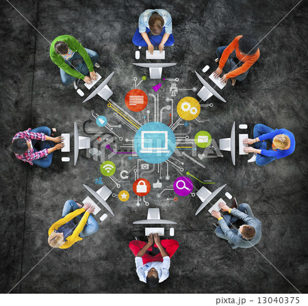 Diverse People Using Computers Social Network Concept Diverse People Using Computers Social Network Concept 13040375