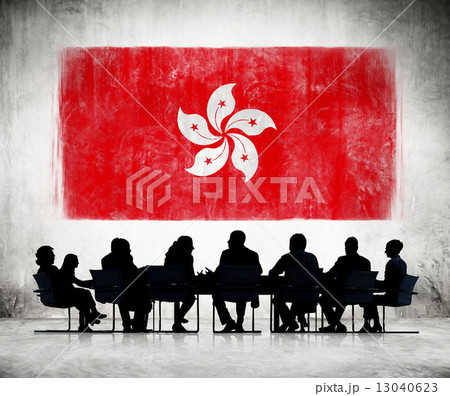 Business People and the National Flag of Hong Kong Business People and the National Flag of Hong Kong 13040623