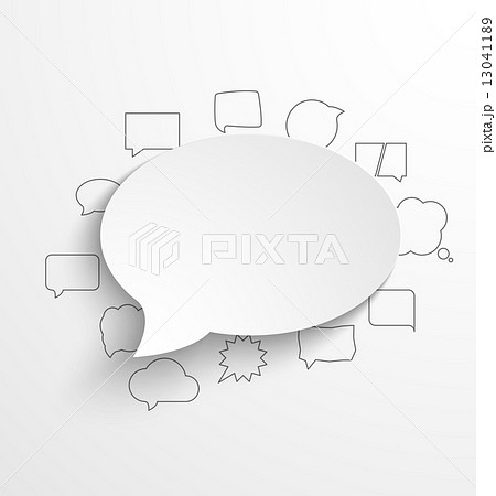 Blank white paper speech bubble with shadow and drawing small bubbles 13041189