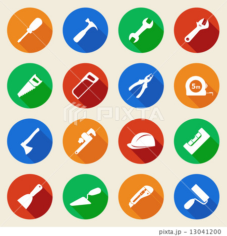 Set of construction tools icons in flat style Set of construction tools icons in flat style 13041200