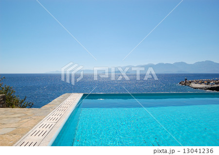 Swimming pool at luxury villa, Crete, Greece Swimming pool at luxury villa, Crete, Greece 13041236