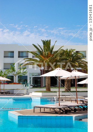 Swimming pool at the modern luxury hotel, Crete, Greece 13041681