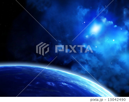 Space scene with planets and nebula 13042490