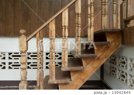 wood staircase, banister carving wooden thai style 13042844