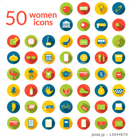 50 woman icons set 13044670
