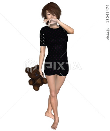 Asian Girl with Teddy Bear 13045474