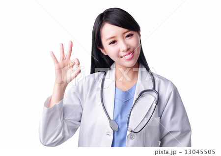 Smile woman doctor thumb up Smile woman doctor thumb up 13045505