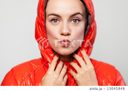 Face portrait of a woman in an autumn jacket Face portrait of a woman in an autumn jacket 13045848
