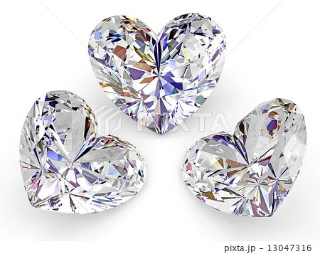 Three diamonds in the shape of heart on white Three diamonds in the shape of heart on white 13047316