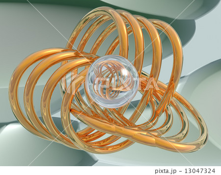 Gold spirals and a glass sphere Gold spirals and a glass sphere 13047324