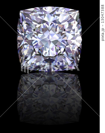 Square diamond on glossy black background 13047388