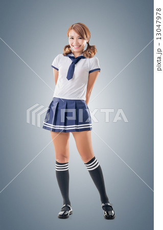 Japanese style school girl in sailor suit 13047978