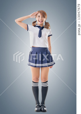 Japanese style school girl in sailor suit 13047979