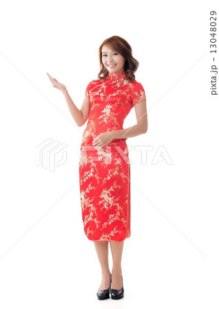 Chinese woman introducing 13048029