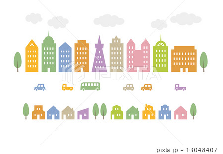 パステルカラーの町並み 13048407