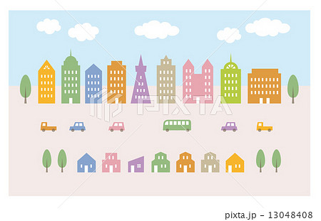 パステルカラーの町並み 13048408