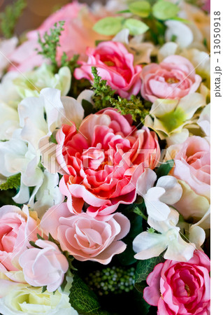 Close up of artificial flowers. 13050918