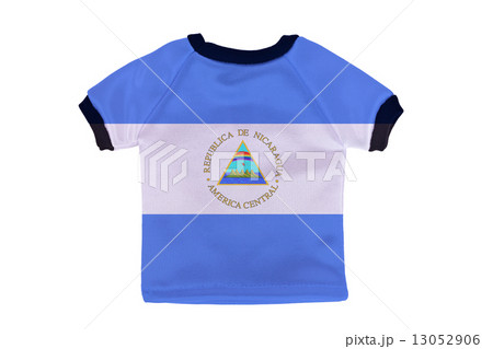 Small shirt with Nicaragua flag isolated on white background Small shirt with Nicaragua flag isolated on white background 13052906