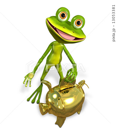 frog with piggy bank 13053381