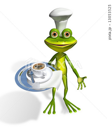frog with a cup of coffee 13053525