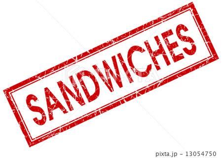 sandwiches red square stamp isolated on white background 13054750
