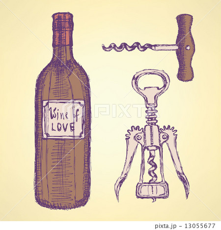 Sketch wine set in vintage style Sketch wine set in vintage style 13055677