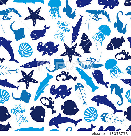fish and sea life seamless pattern eps10 13058738