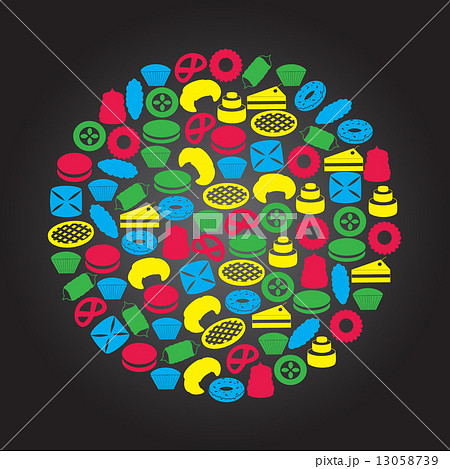 sweet desserts color icons in circle eps10 13058739