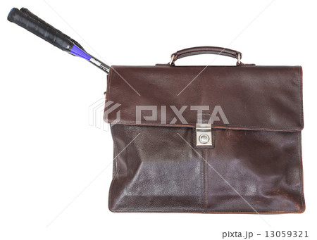 closed business briefcase with tennis rackets 13059321