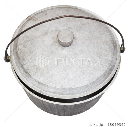 top view of camping sooty pot isolated on white 13059342