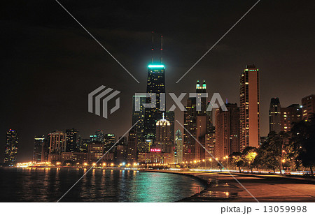 シカゴの夜景の写真素材
