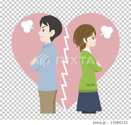 喧嘩中の夫婦 恋人 のイラスト素材