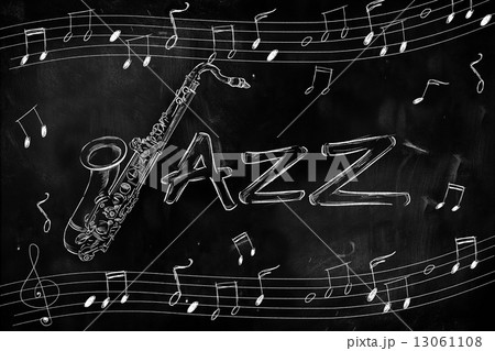 Jazz Saxophone Drawing on blackboard music 13061108