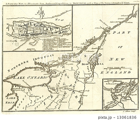 18世紀古地図 カナダ モントリオール のイラスト素材