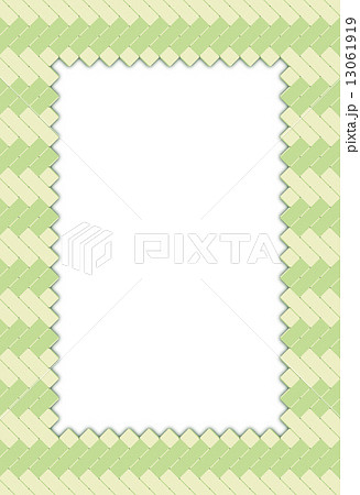 網代編みの枠_ギザギザ_緑 13061919