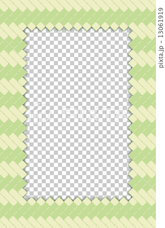 網代編みの枠_ギザギザ_緑 13061919