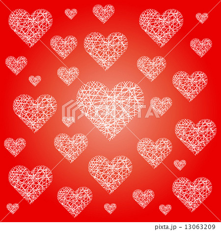 vector red valentine festive pattern background with irregular white sketchy hearts - love card  13063209