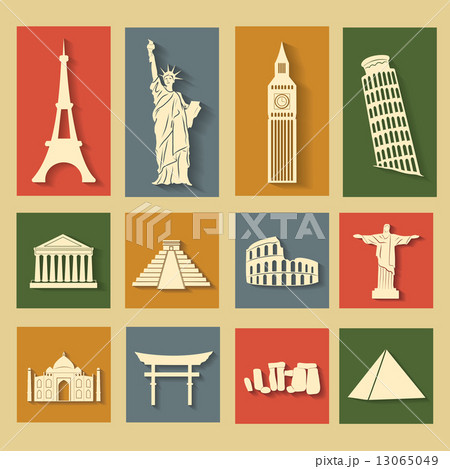 World landmarks, flat icons set World landmarks, flat icons set 13065049